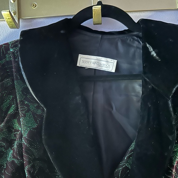Vintage Scott McClintock Green Sparkle Jacket w/Velvet Collar Size M - Picture 4 of 12
